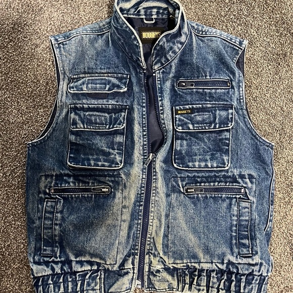 Vintage stonewashed denim vest by. NUGGETS sz m - Picture 1 of 4